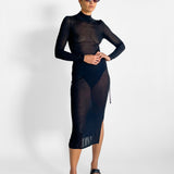 Sheer Ruched Dress