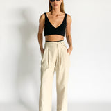 Linen Cinch Waist Pants