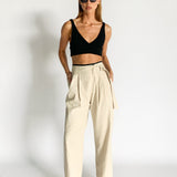 Linen Cinch Waist Pants