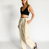 Linen Cinch Waist Pants
