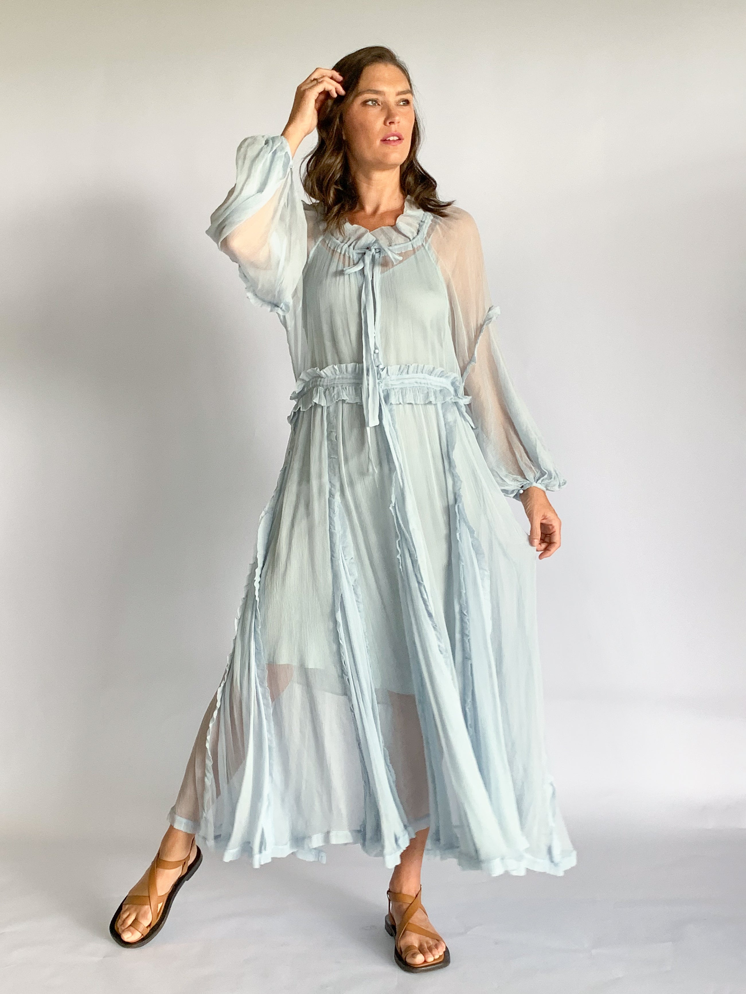 Bluebell Ruffle Silk Dress The Harmonic