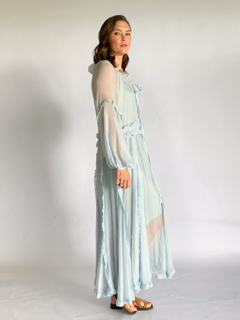 Bluebell Ruffle Silk Dress