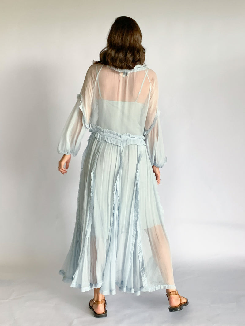 Bluebell Ruffle Silk Dress