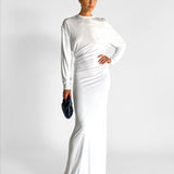 Side Cowl Long Sleeve Dress