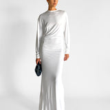 Side Cowl Long Sleeve Dress