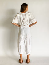 White Linen Shirt And Pant Set