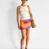 Ruched Mesh Mini Skirt