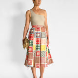 Pleated Print Silk Skirt