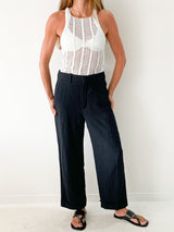 Wide-Leg Cady Cropped Trousers