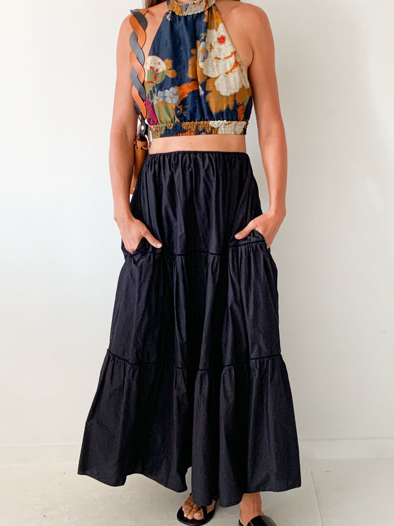 Tiered Organic Cotton-Poplin Skirt