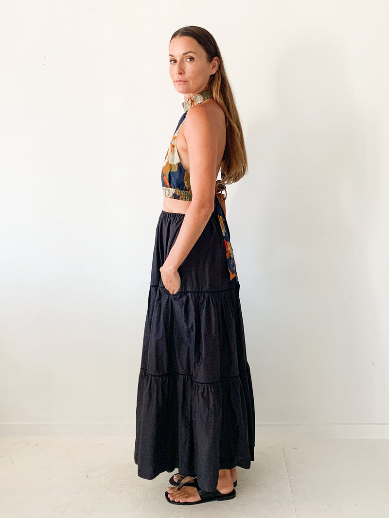 Tiered Organic Cotton-Poplin Skirt