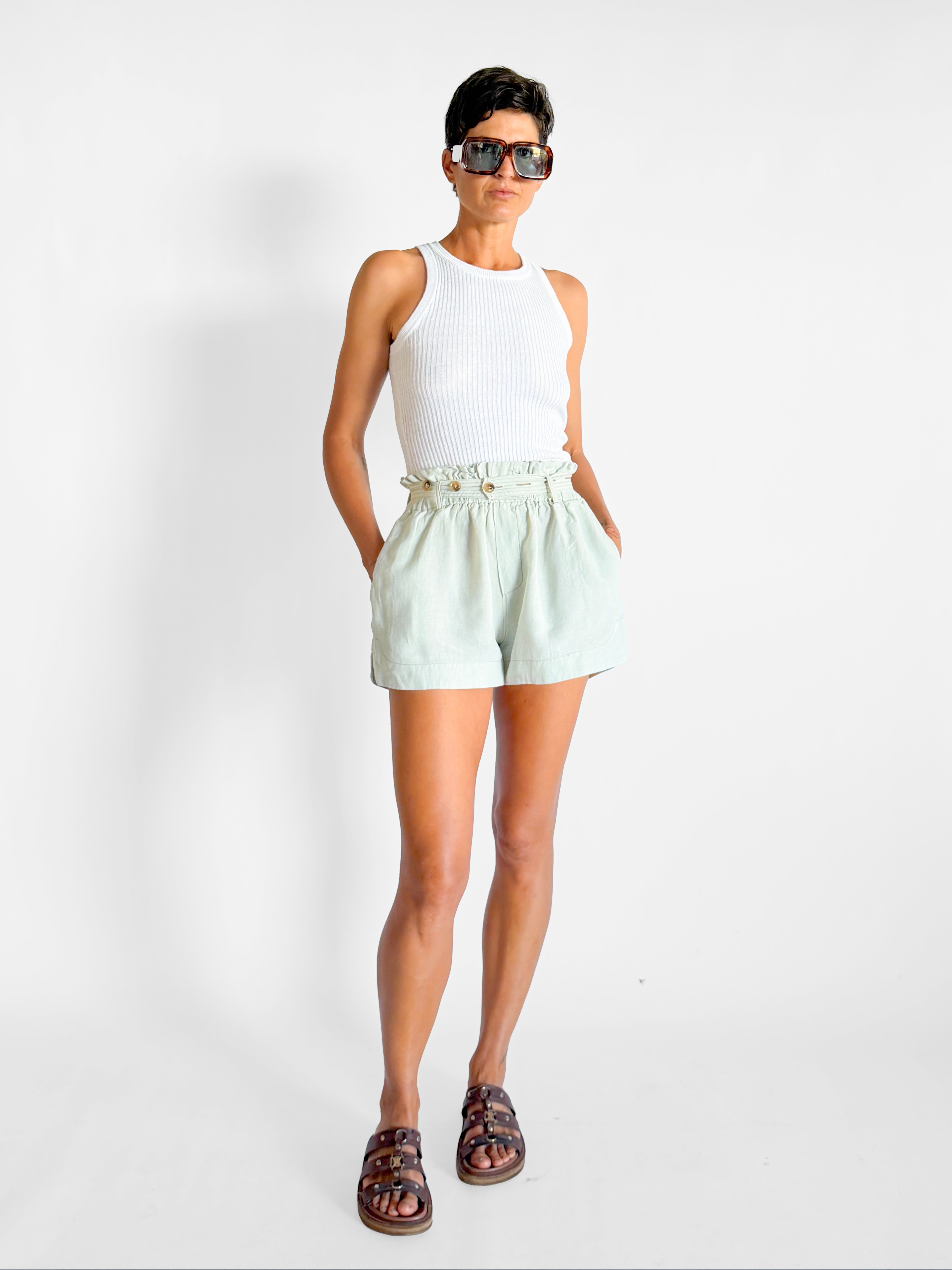 Bassike Linen Belted Shorts, image 1 of 3