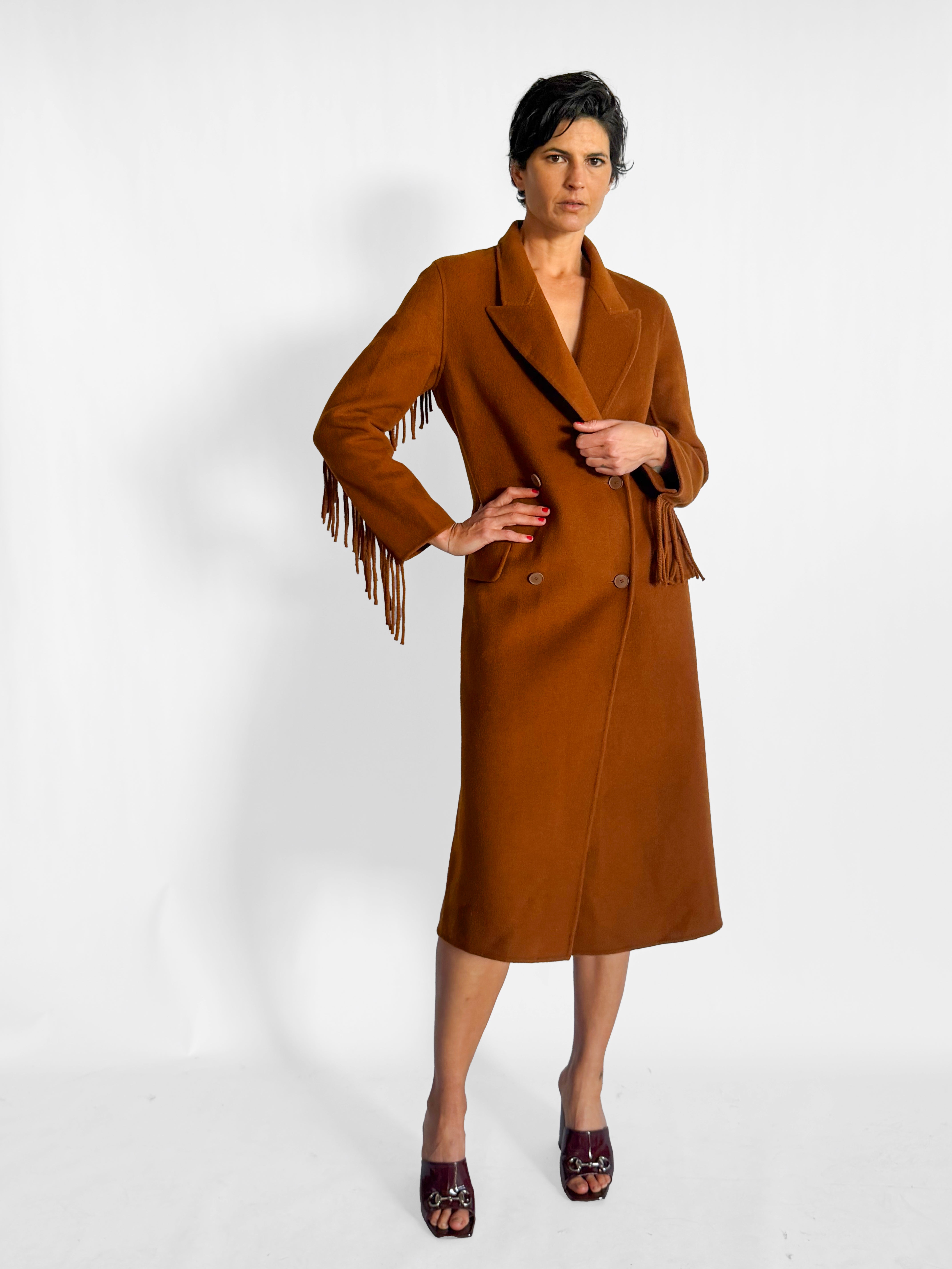 Sandro Wool Overshirt Coat with Fringing, image 1 of 4