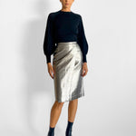 MSGM Silver Pencil Skirt, image 1 of 6