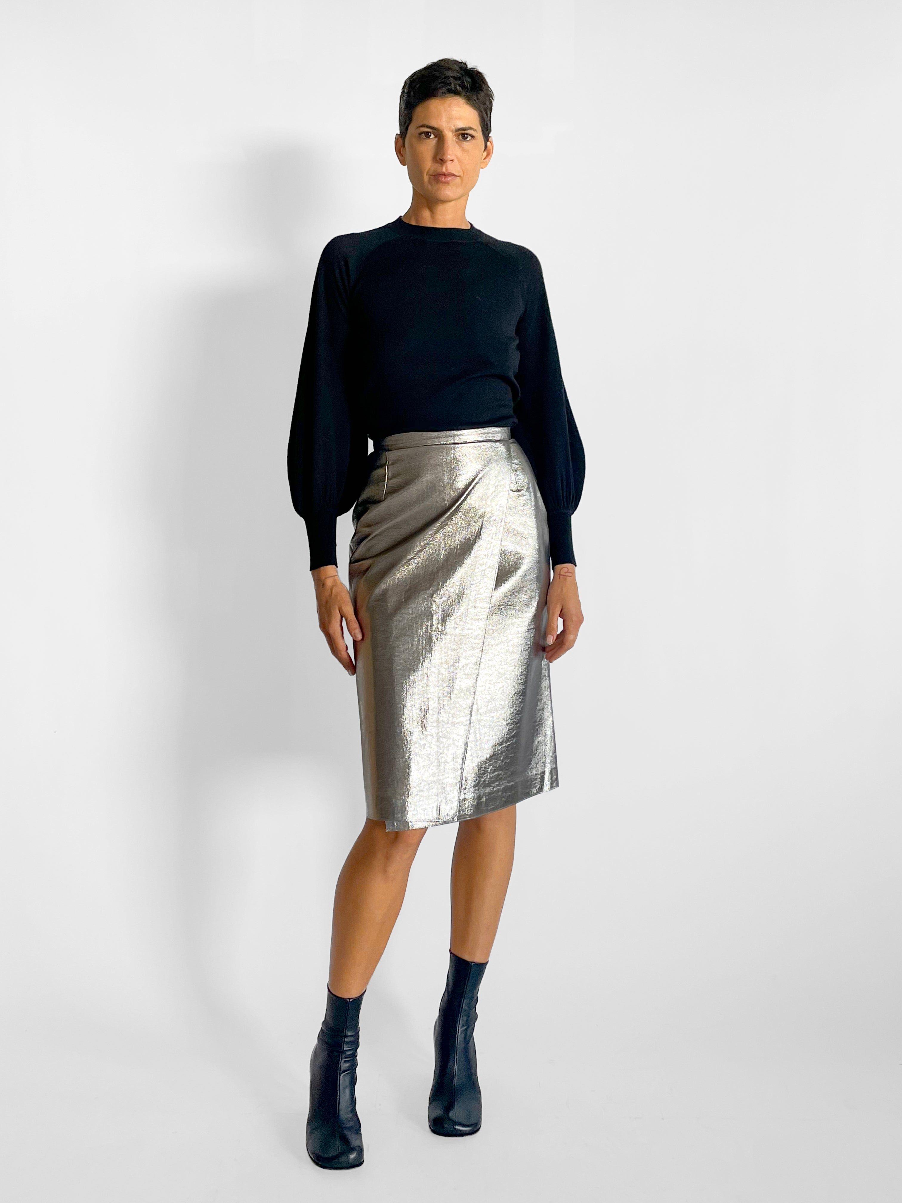 MSGM Silver Pencil Skirt, image 1 of 6