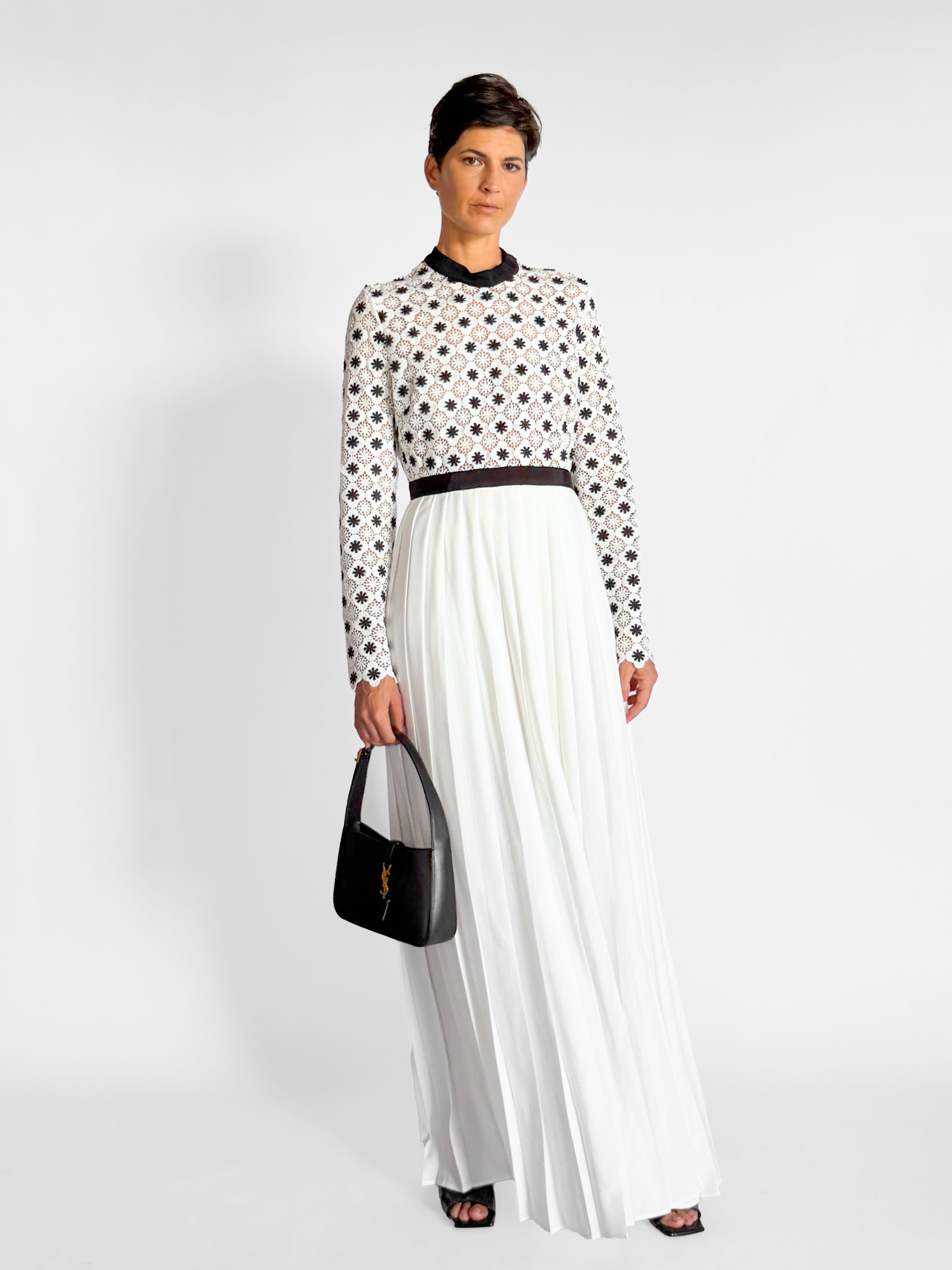 Self Portrait Floral Lace Pleated Maxi Dress, image 1 of 4