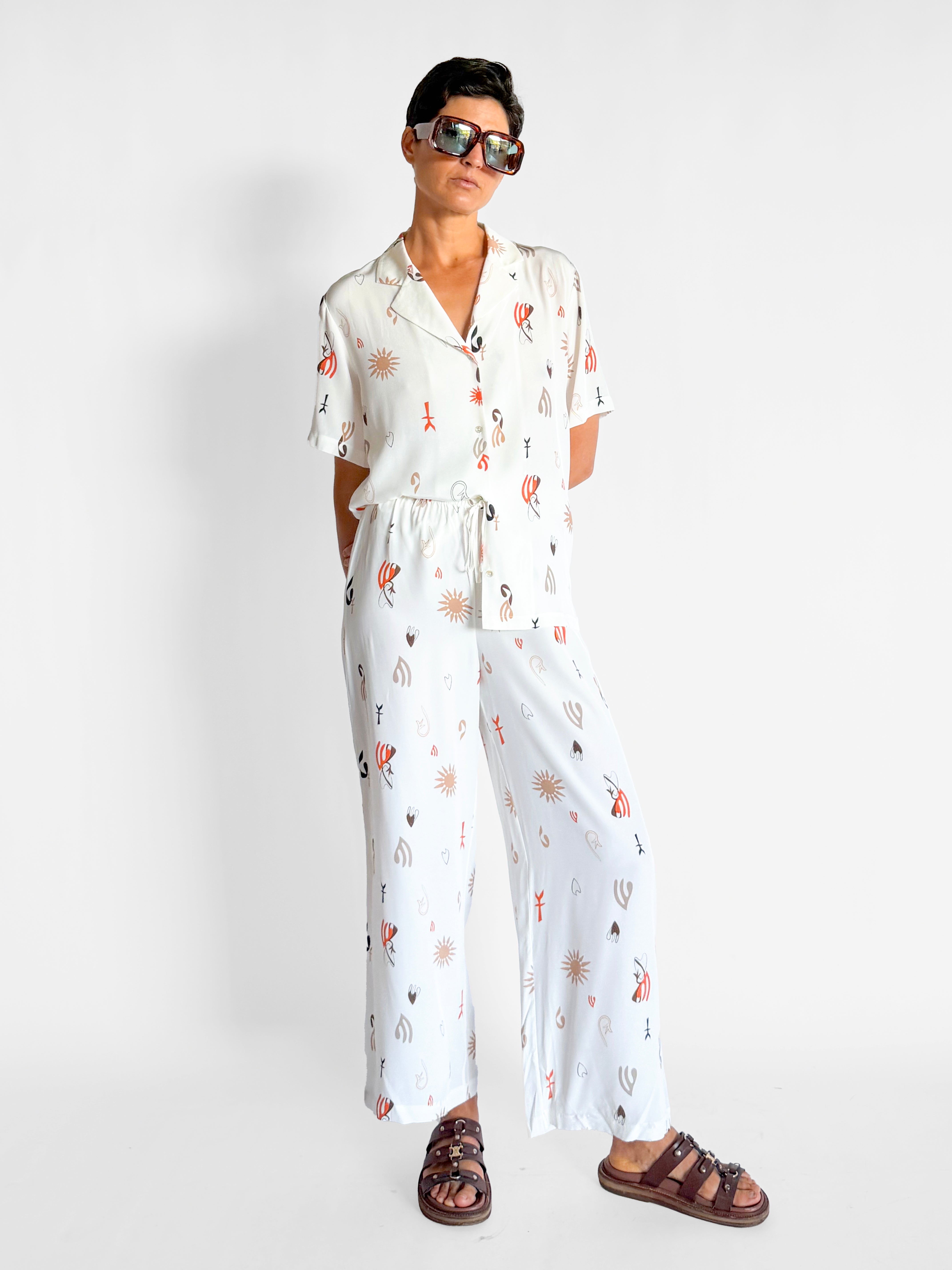 Ginia Isla Silk Shirt & Pants Set, image 1 of 5