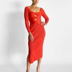 Melissa Knit Dress - Red Cut-Out Midi - Image 1