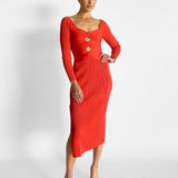 Melissa Knit Dress - Red Cut-Out Midi - Image 1
