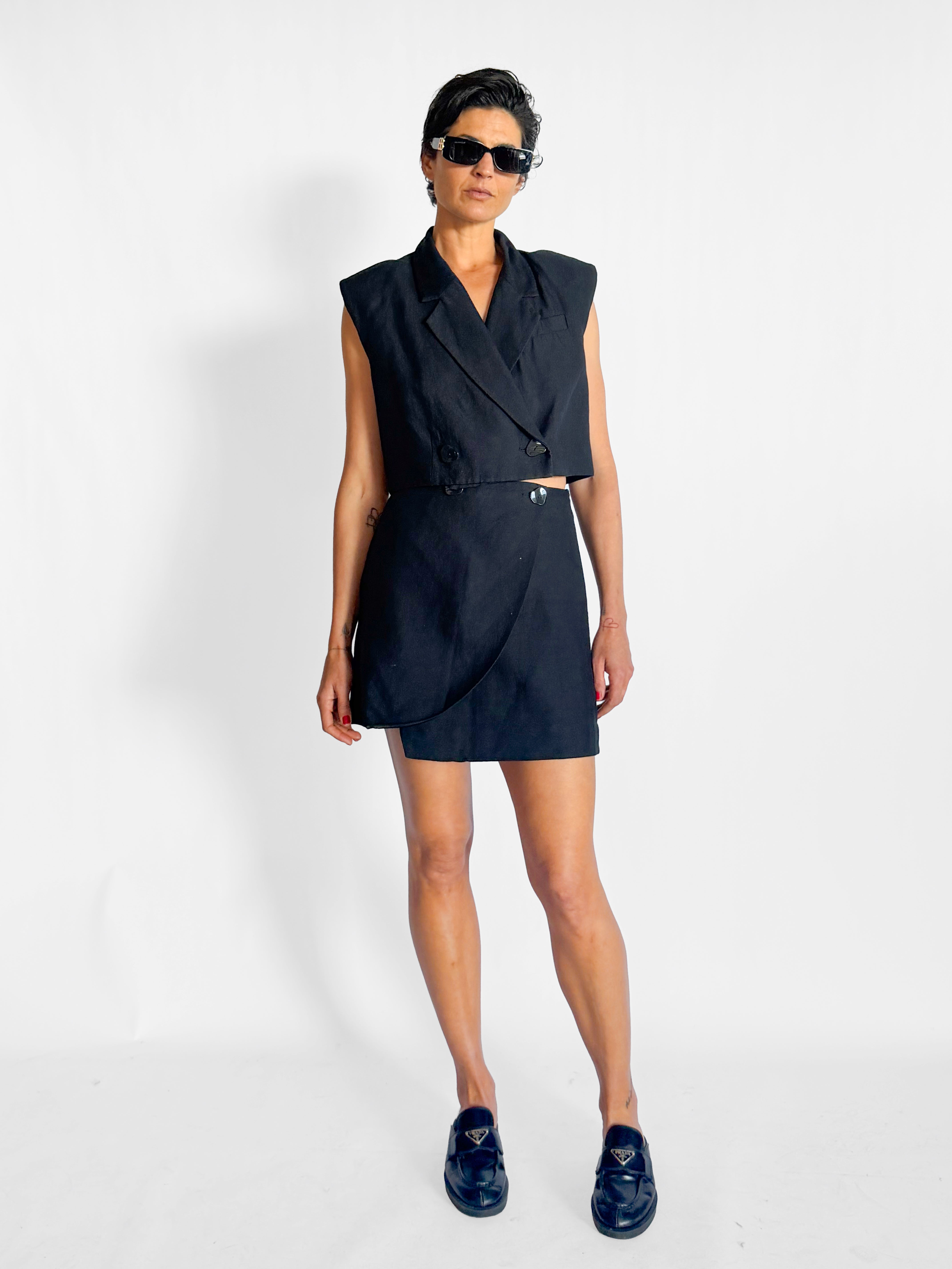 Aje Wrap Mini Skirt & Cropped Sleeveless Blazer Set, image 1 of 5