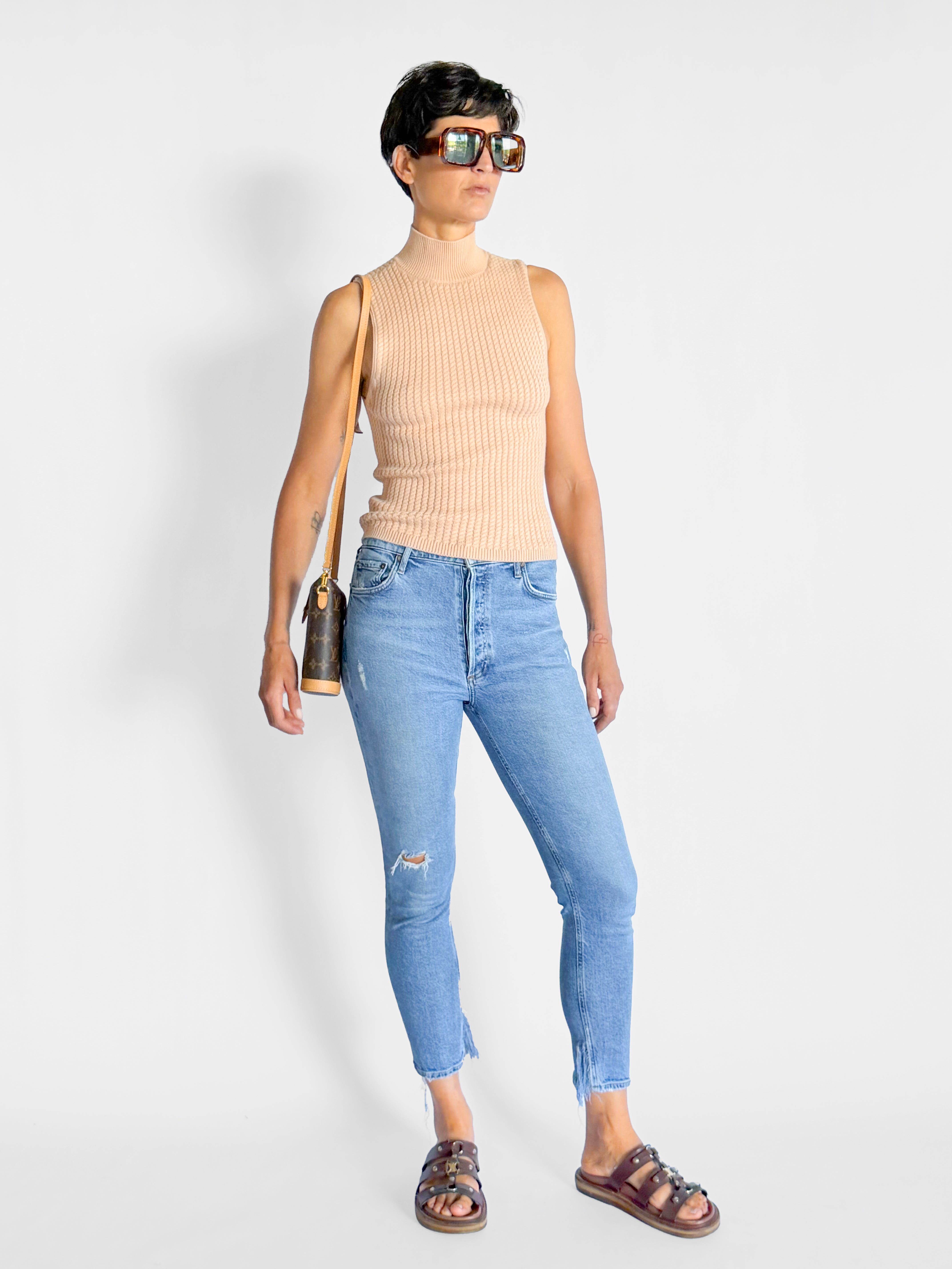 Alice + Olivia High Neck Cable Knit Vest, image 1 of 4