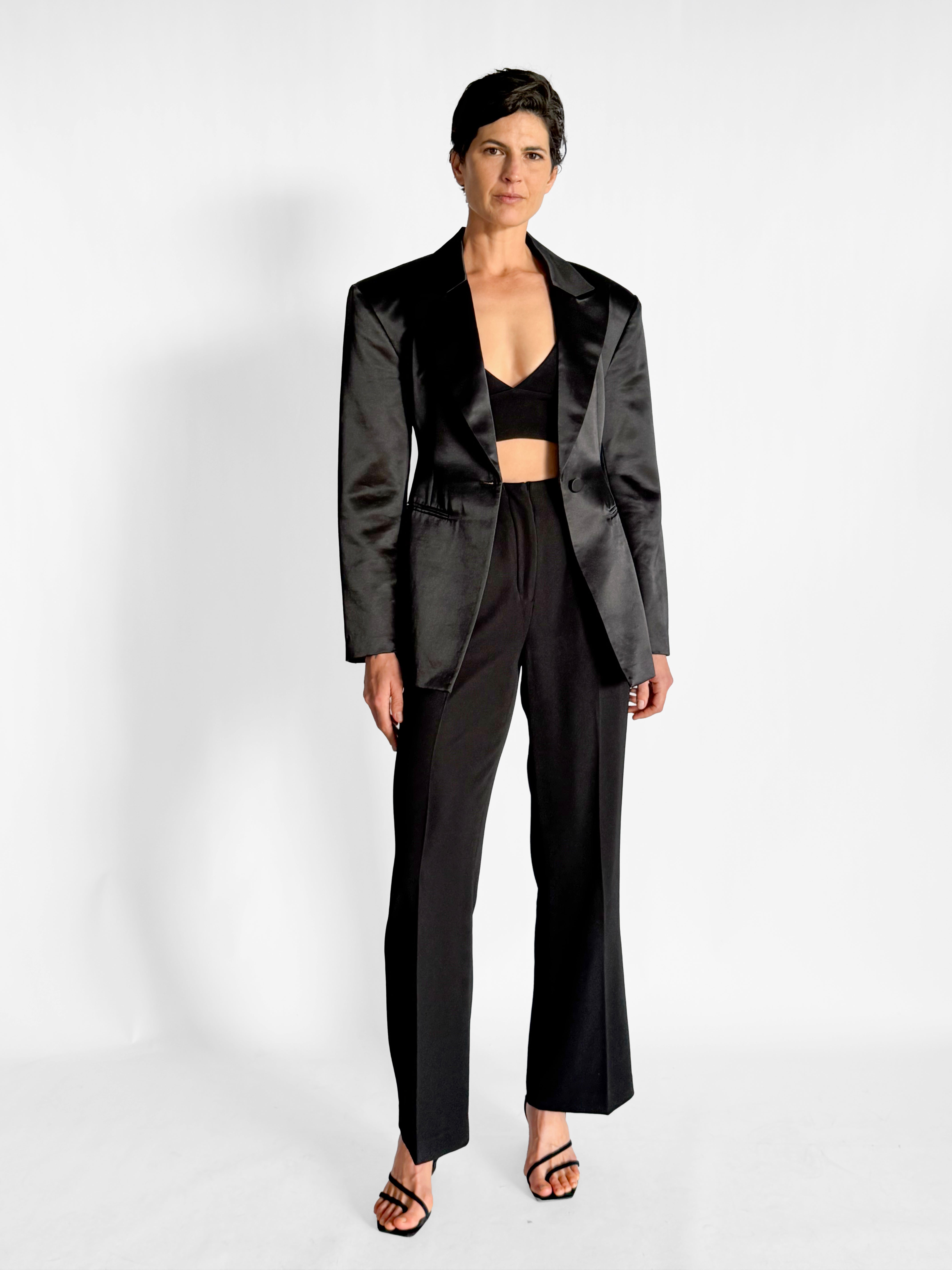 Courtney Zheng Inge Wool Silk Duchesse Satin Blazer, image 1 of 5