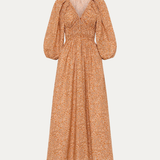 Shirred Plunge Button Dress