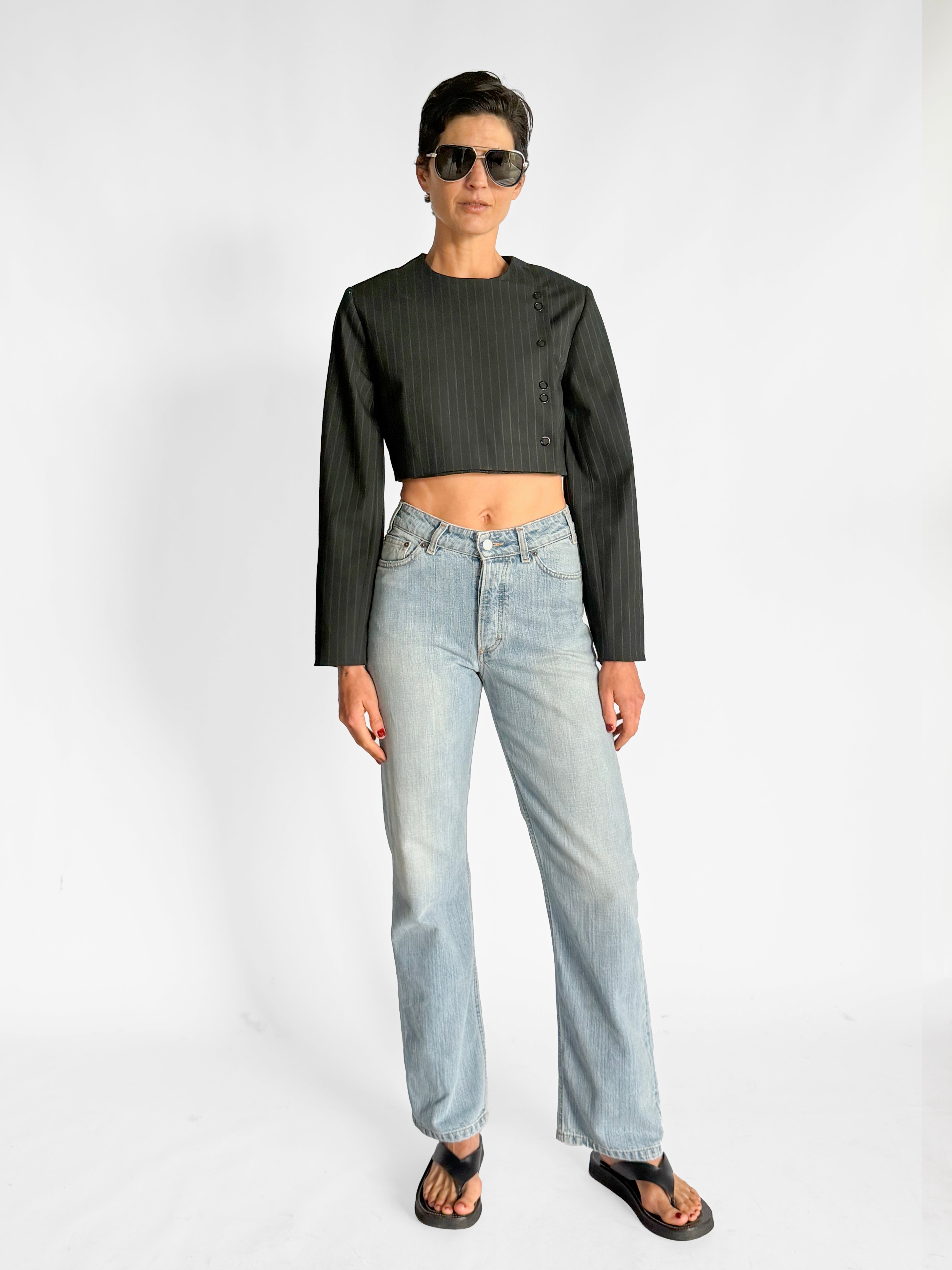 Ganni Striped Cropped Blazer, image 2 of 4