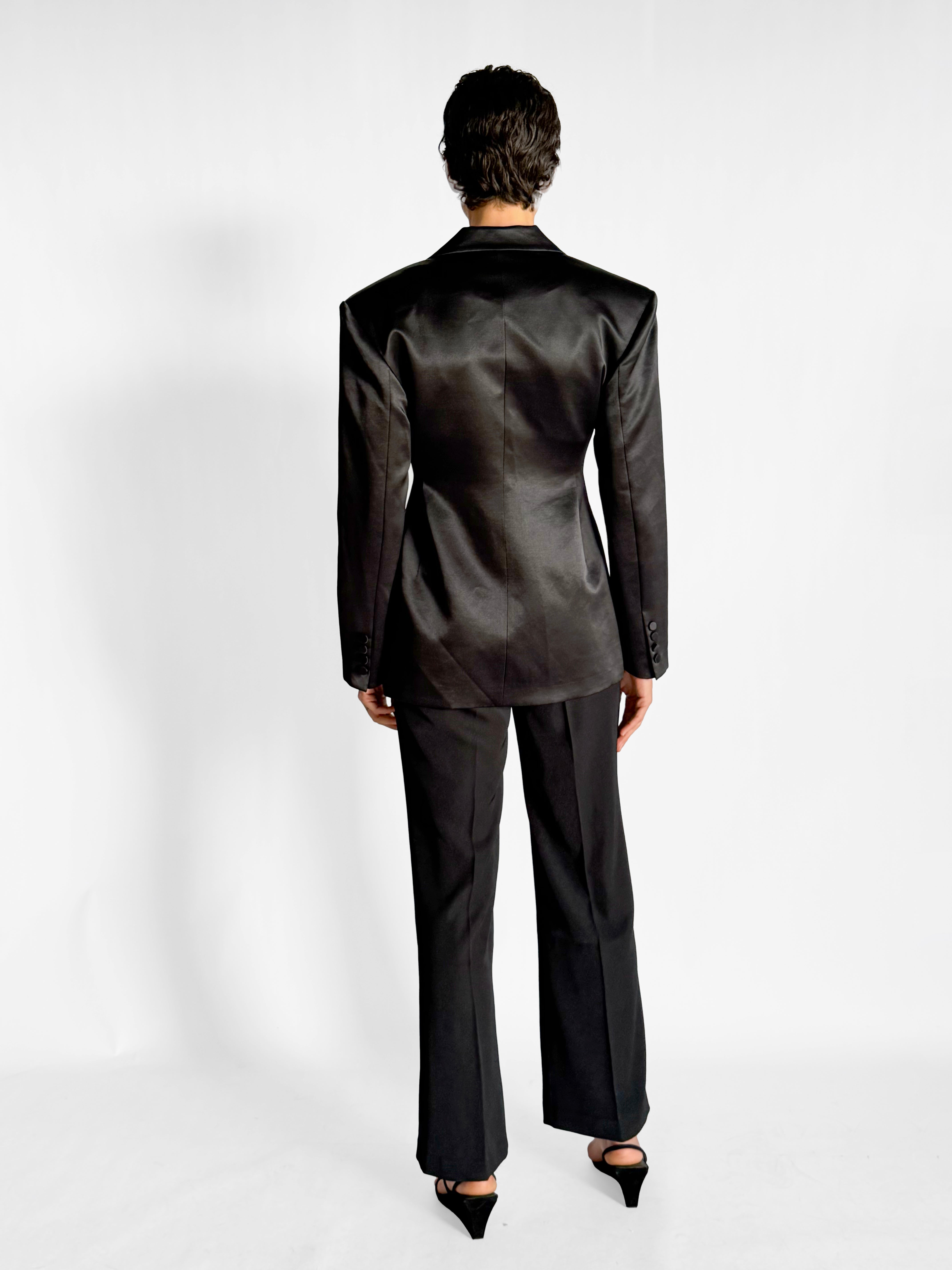 Courtney Zheng Inge Wool Silk Duchesse Satin Blazer, image 2 of 5