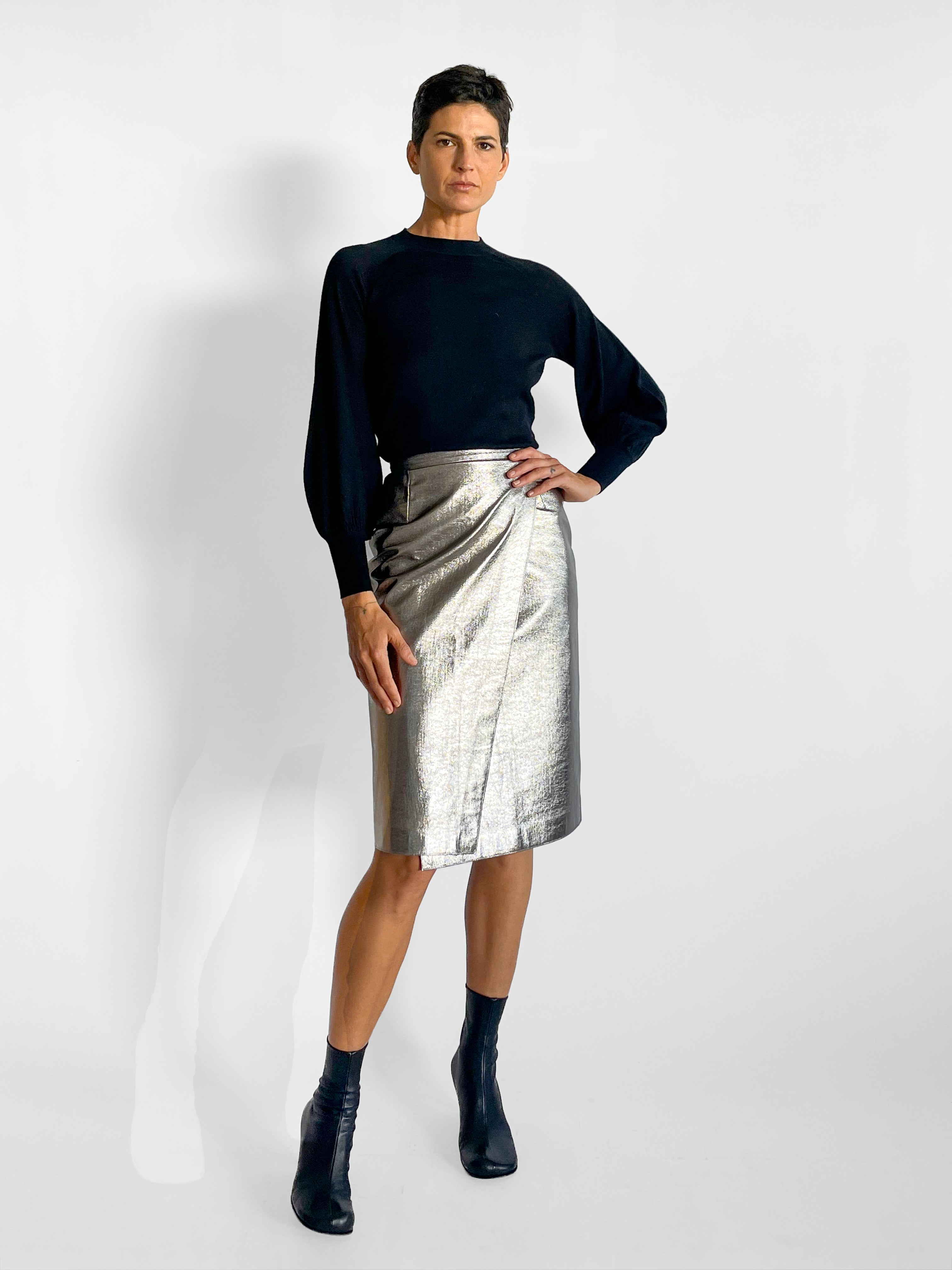 MSGM Silver Pencil Skirt, image 2 of 6