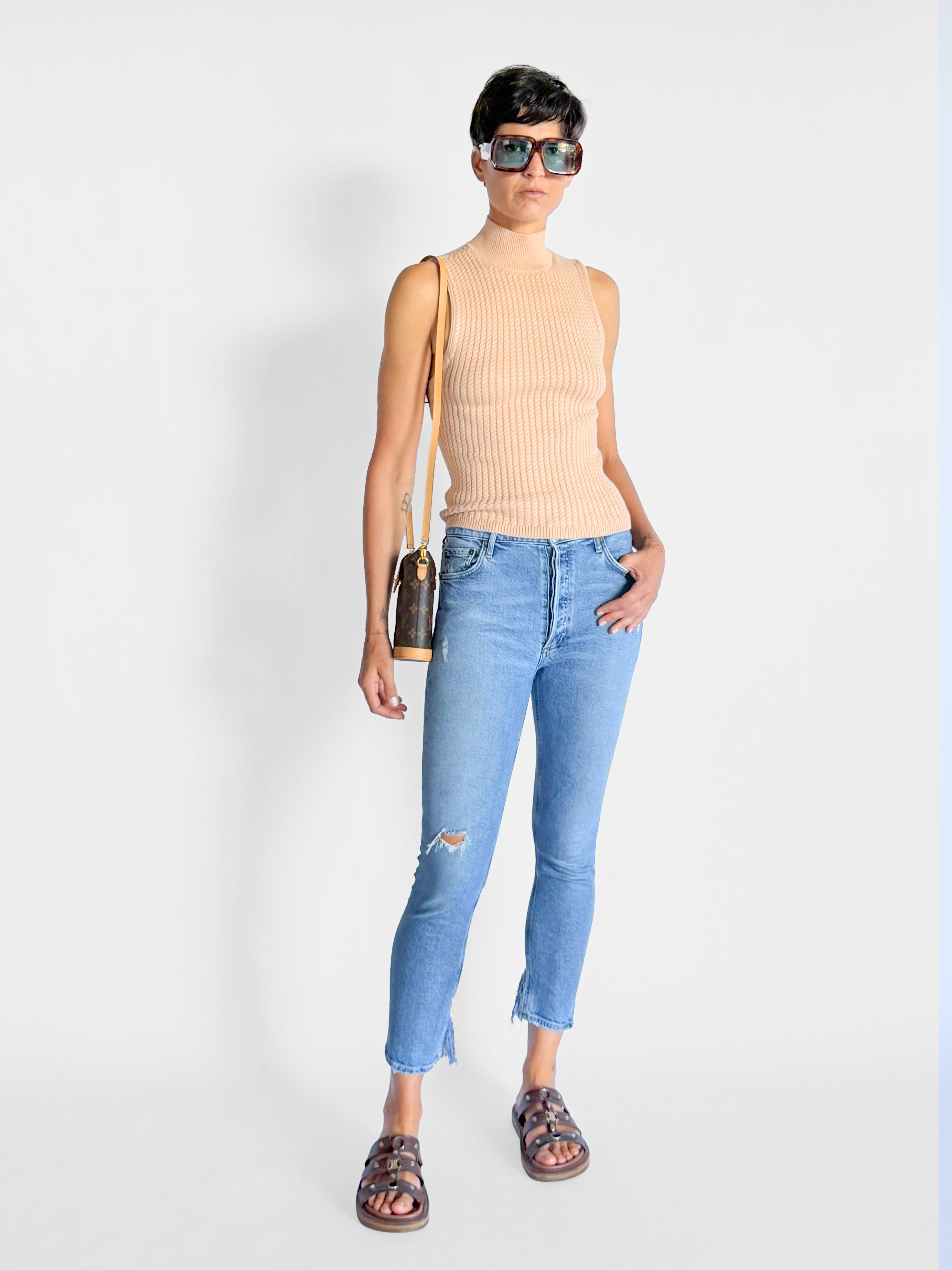 Alice + Olivia High Neck Cable Knit Vest, image 2 of 4