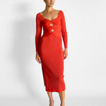 Melissa Knit Dress - Red Cut-Out Midi - Image 2
