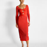Melissa Knit Dress - Red Cut-Out Midi - Image 2