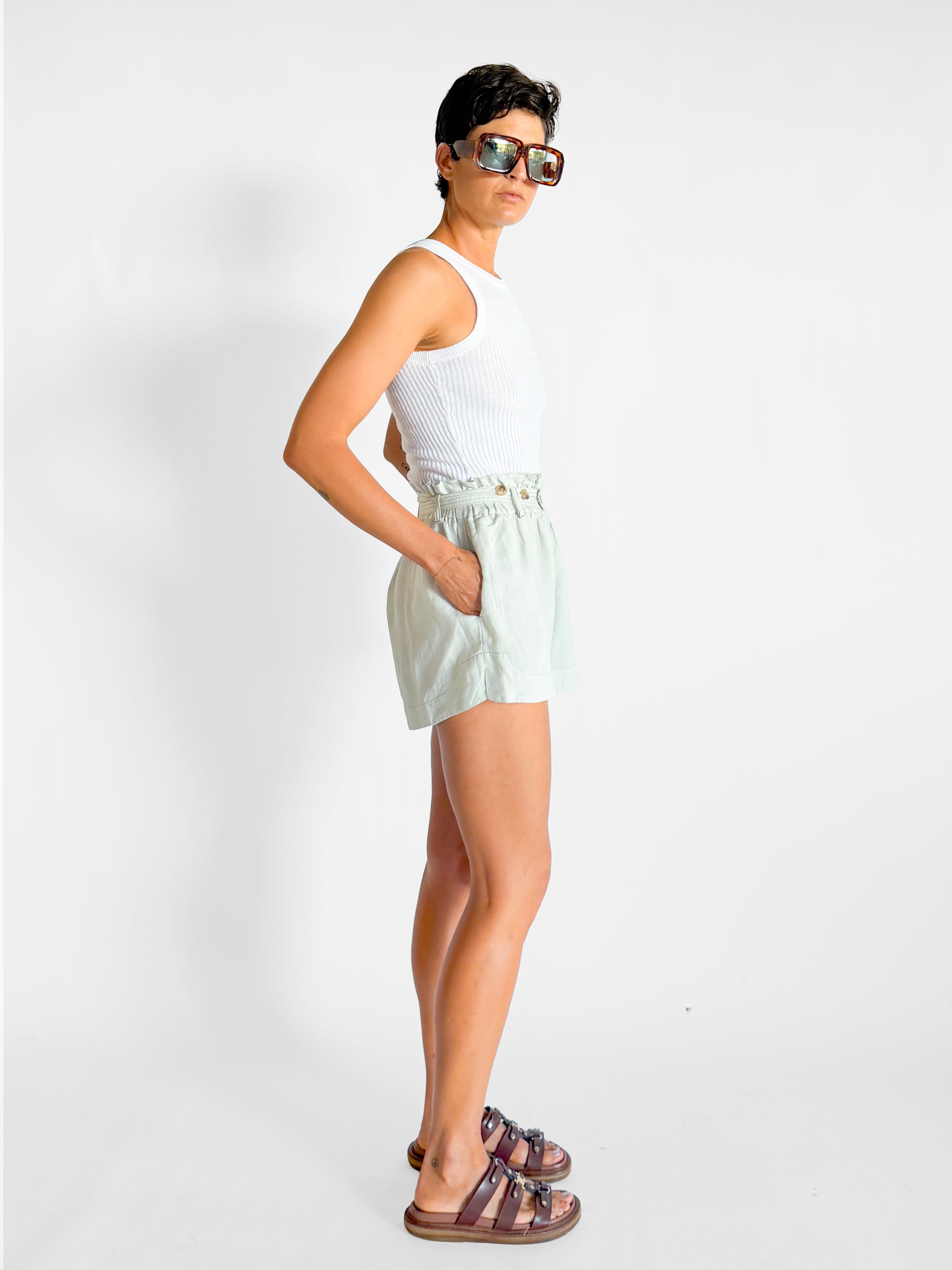 Bassike Linen Belted Shorts, image 2 of 3