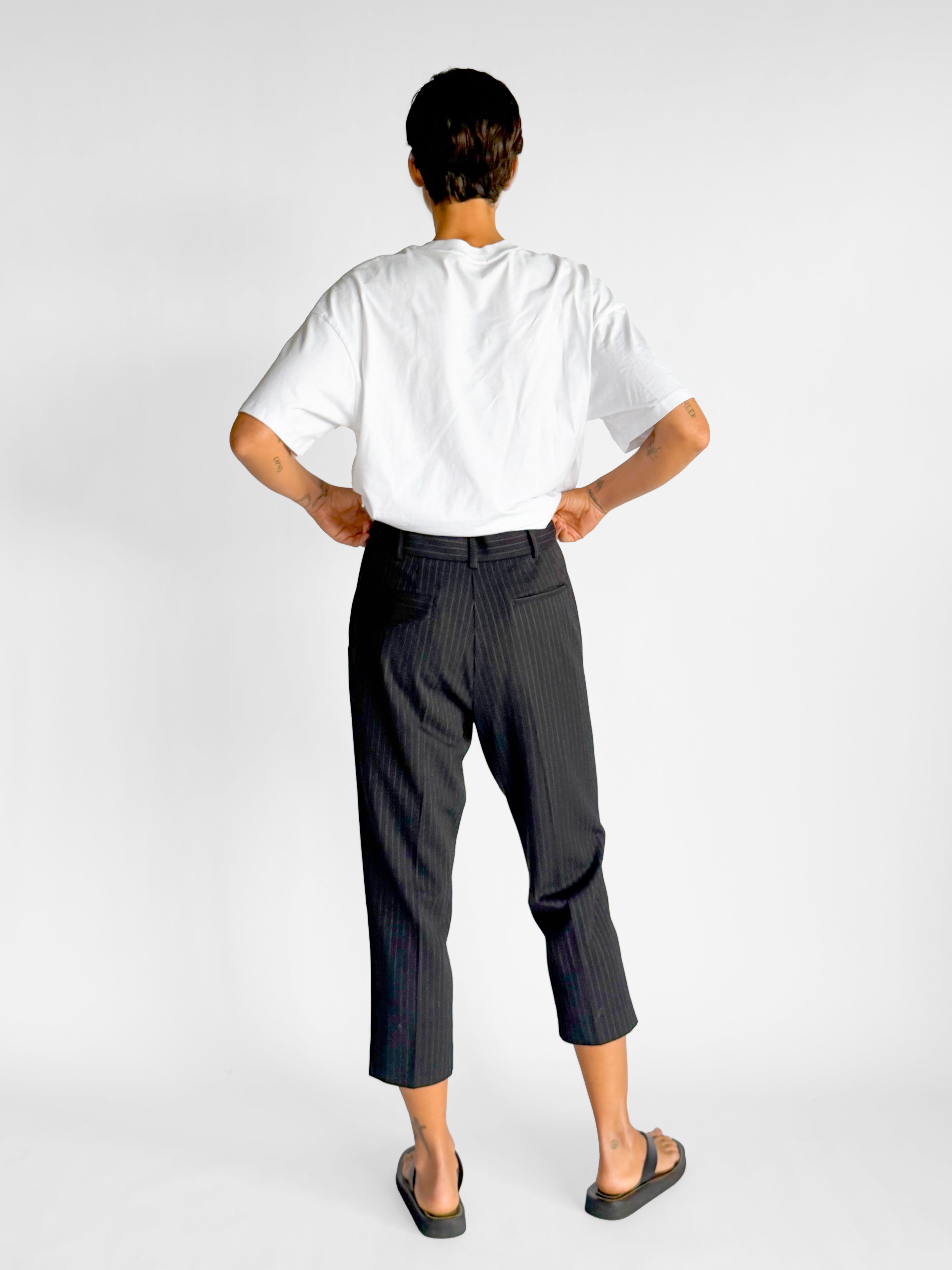 Lee Mathews Pinstripe Cropped Tailored Pant, image 2 of 4