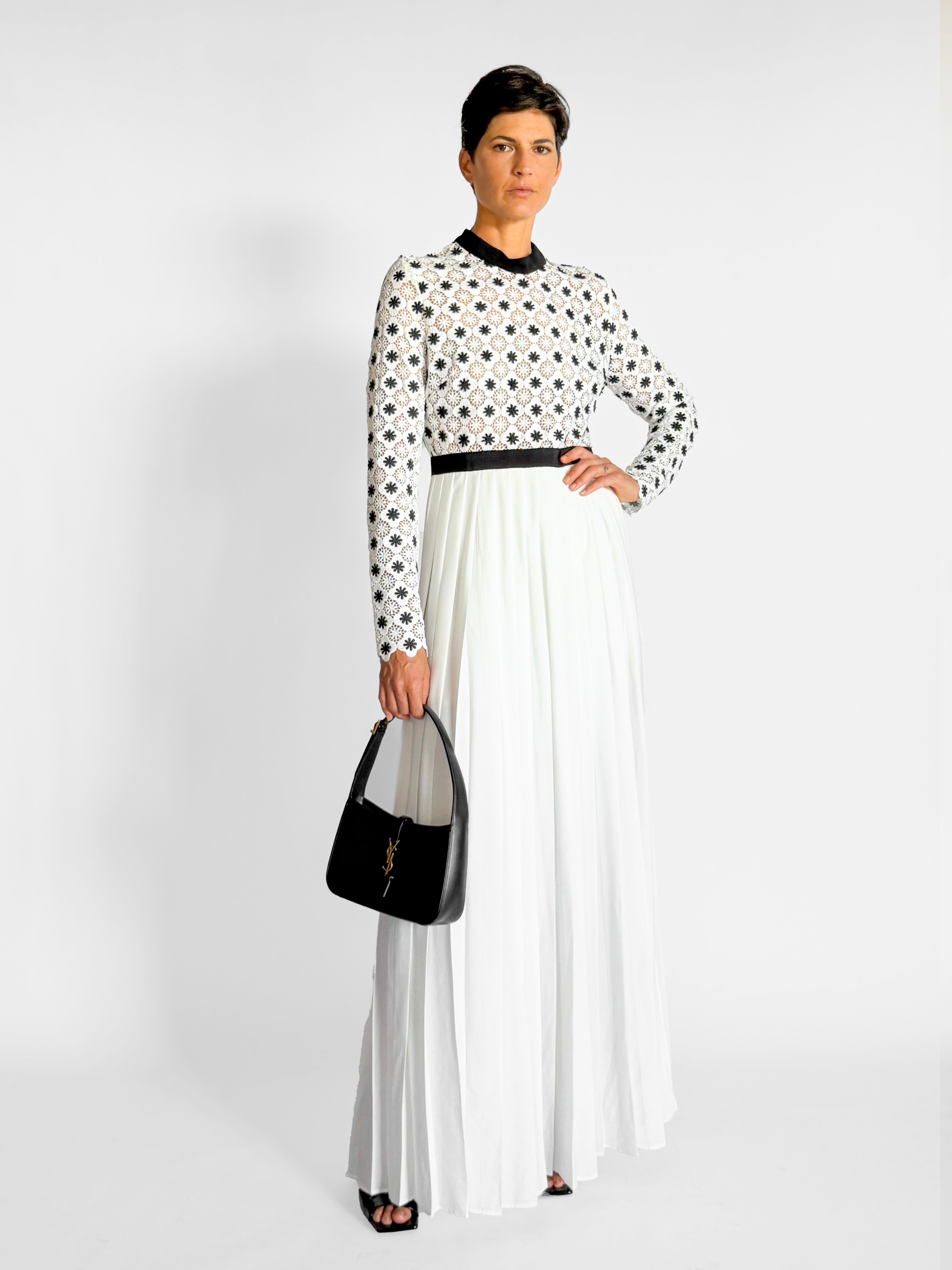 Self Portrait Floral Lace Pleated Maxi Dress, image 3 of 4