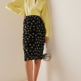 Embroidered Silk Georgette Midi Skirt