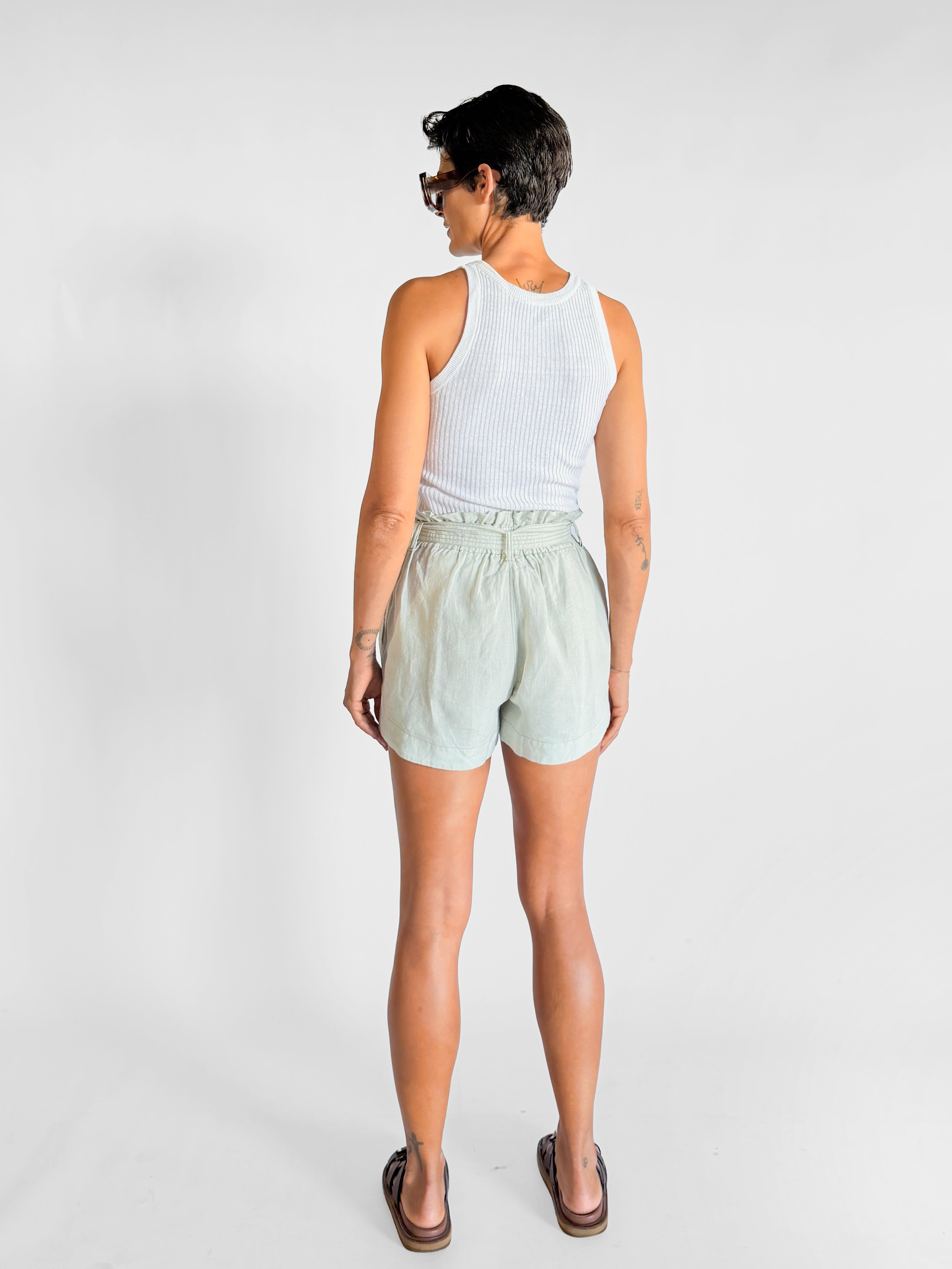 Bassike Linen Belted Shorts, image 3 of 3