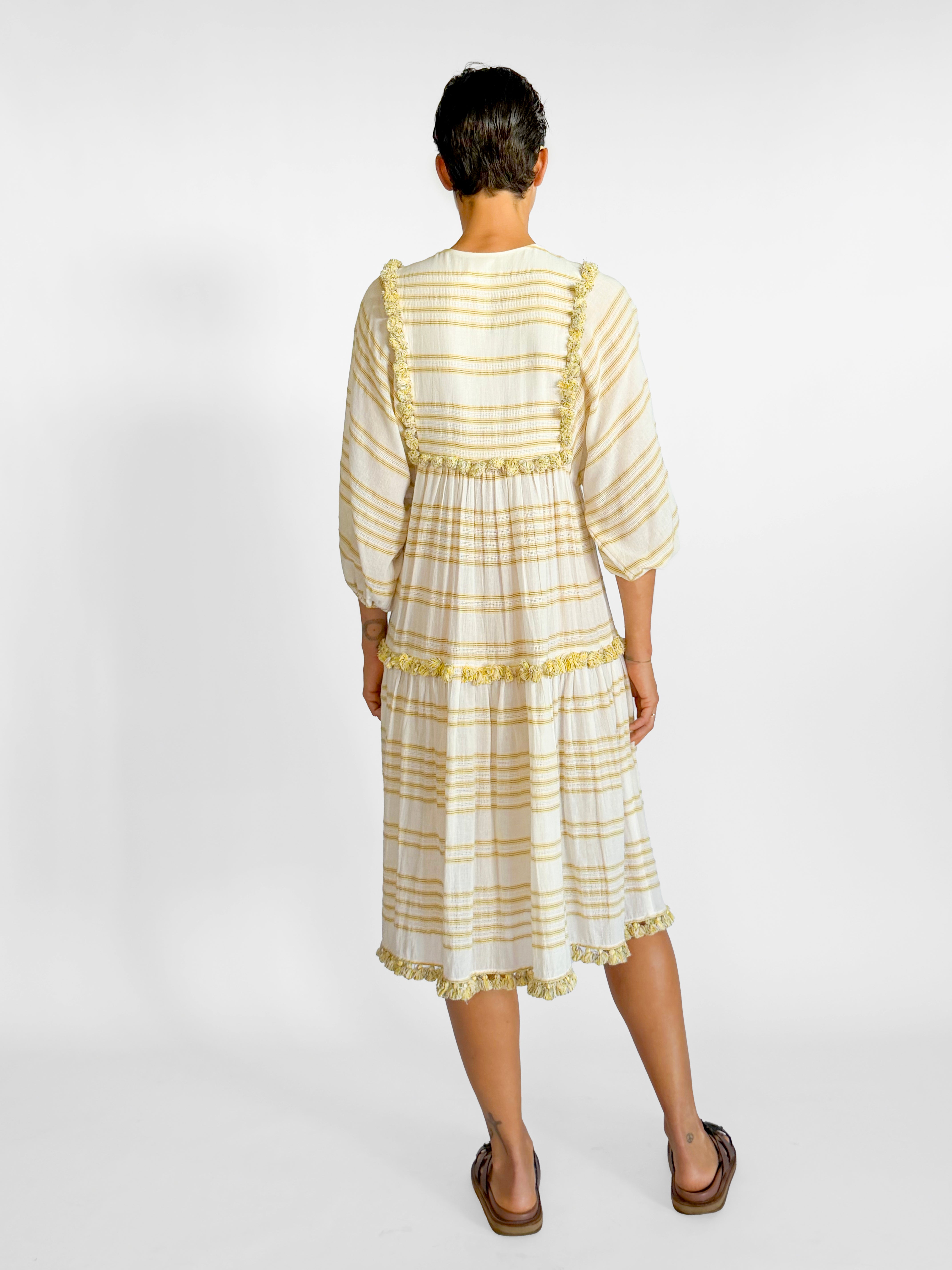 Zimmermann Striped Woven Tassel Midi Dress, image 3 of 5
