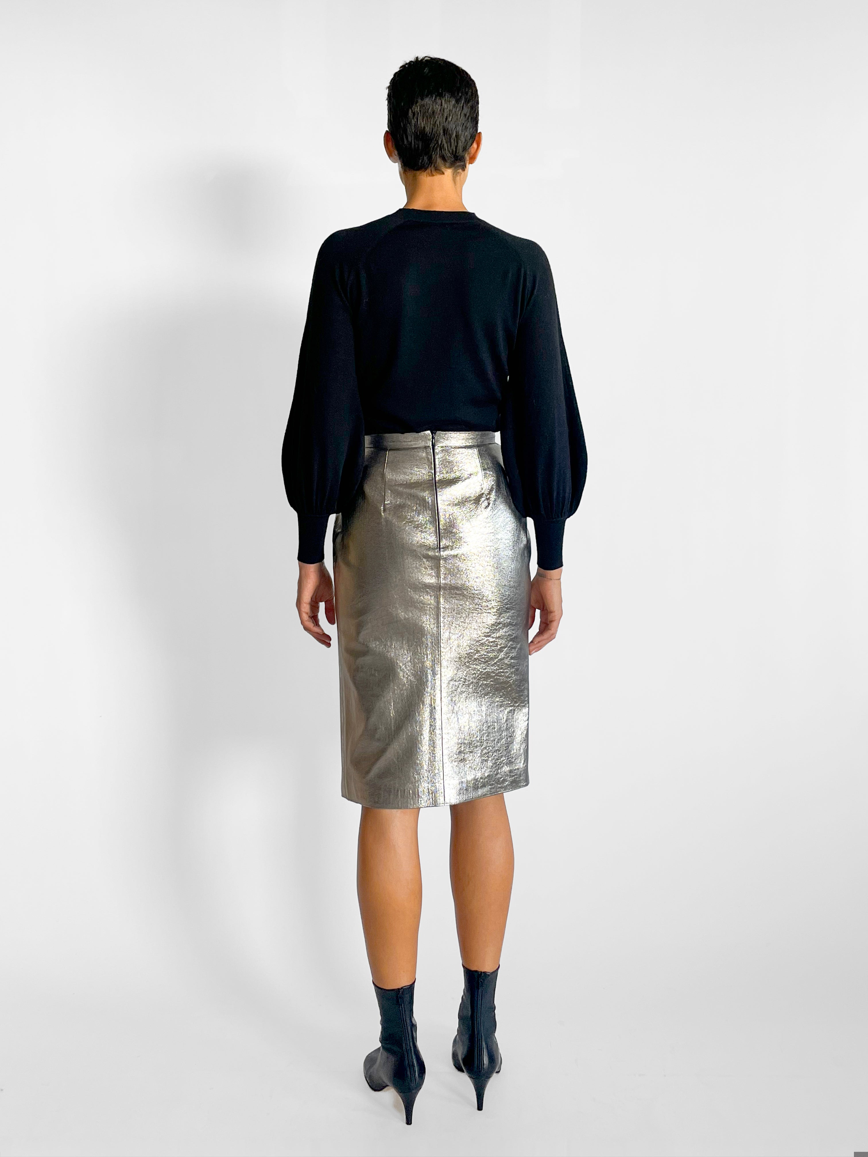 MSGM Silver Pencil Skirt, image 3 of 6
