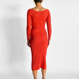Melissa Knit Dress - Red Cut-Out Midi - Image 3