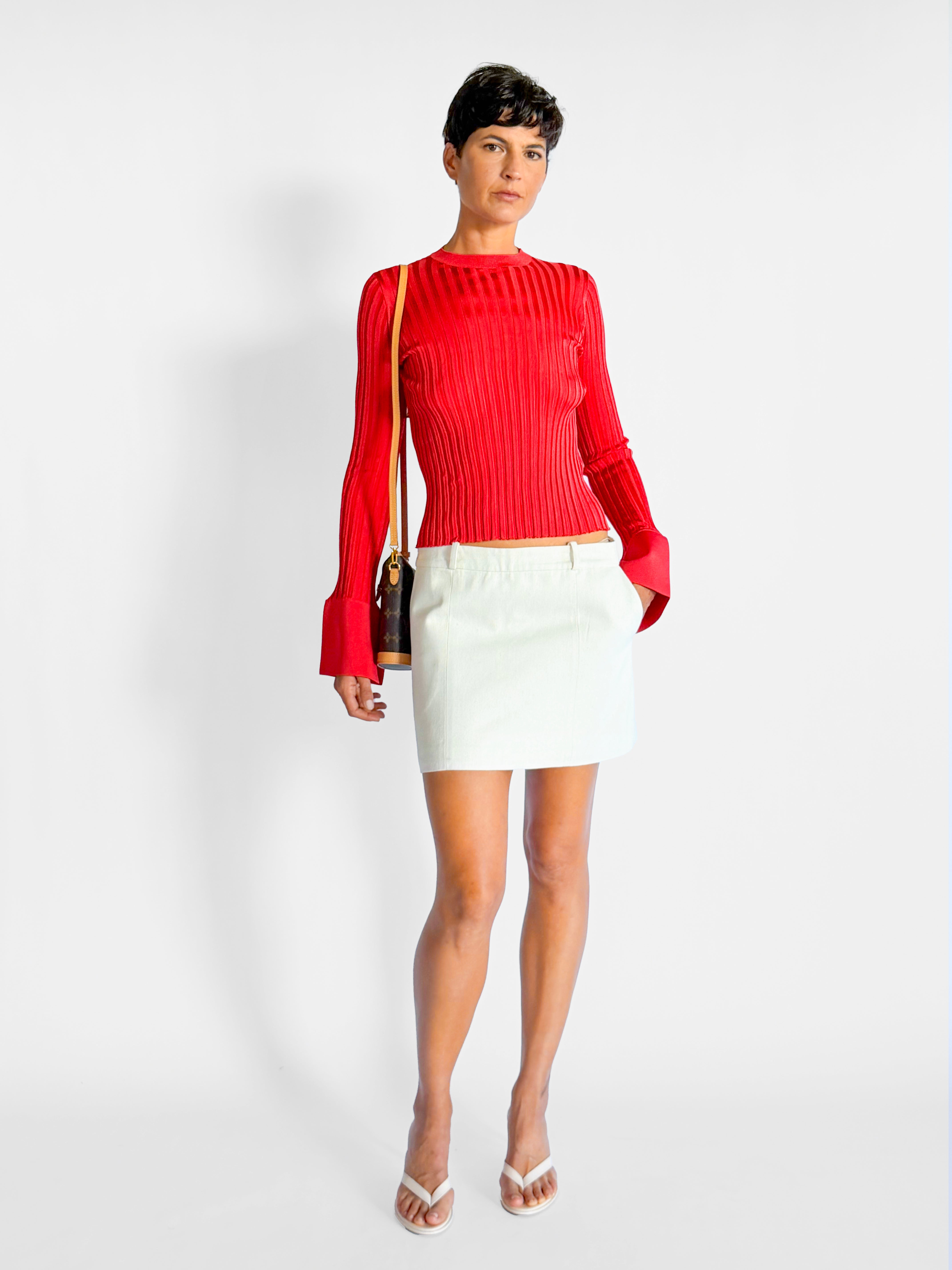 Albus Lumen Tailored Linen Denim Mini Skirt, image 3 of 5