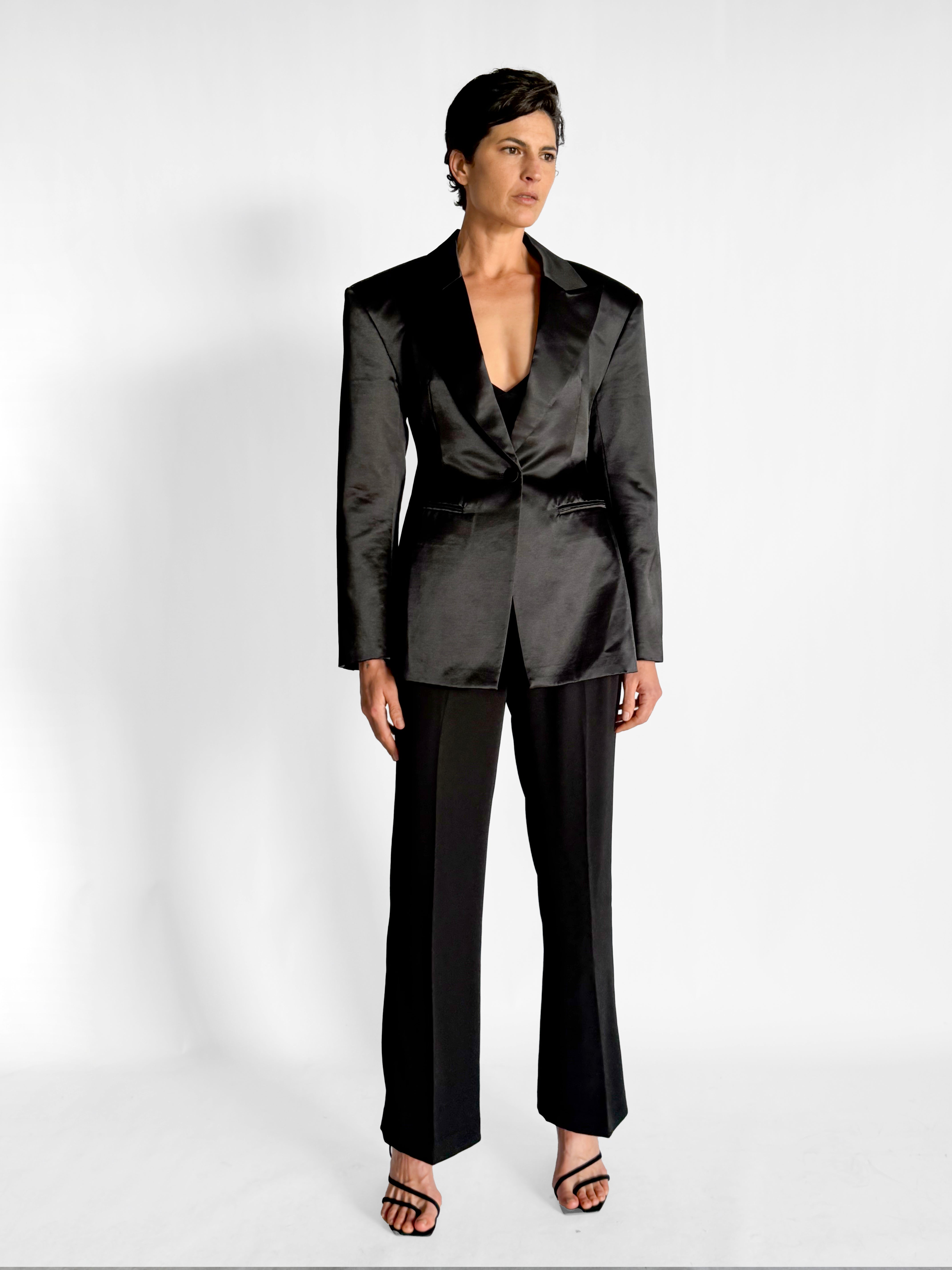 Courtney Zheng Inge Wool Silk Duchesse Satin Blazer, image 3 of 5