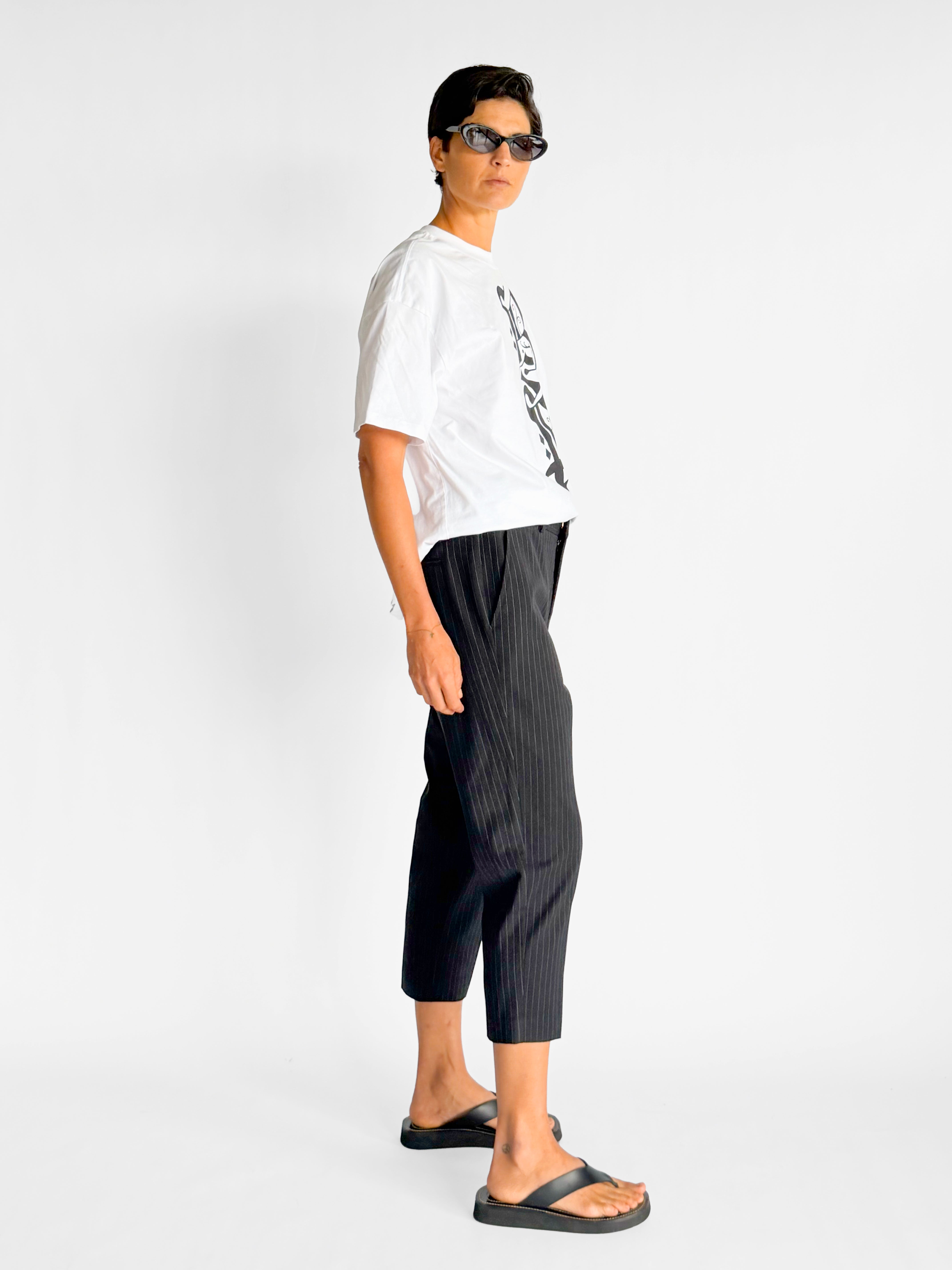 Lee Mathews Pinstripe Cropped Tailored Pant, image 4 of 4