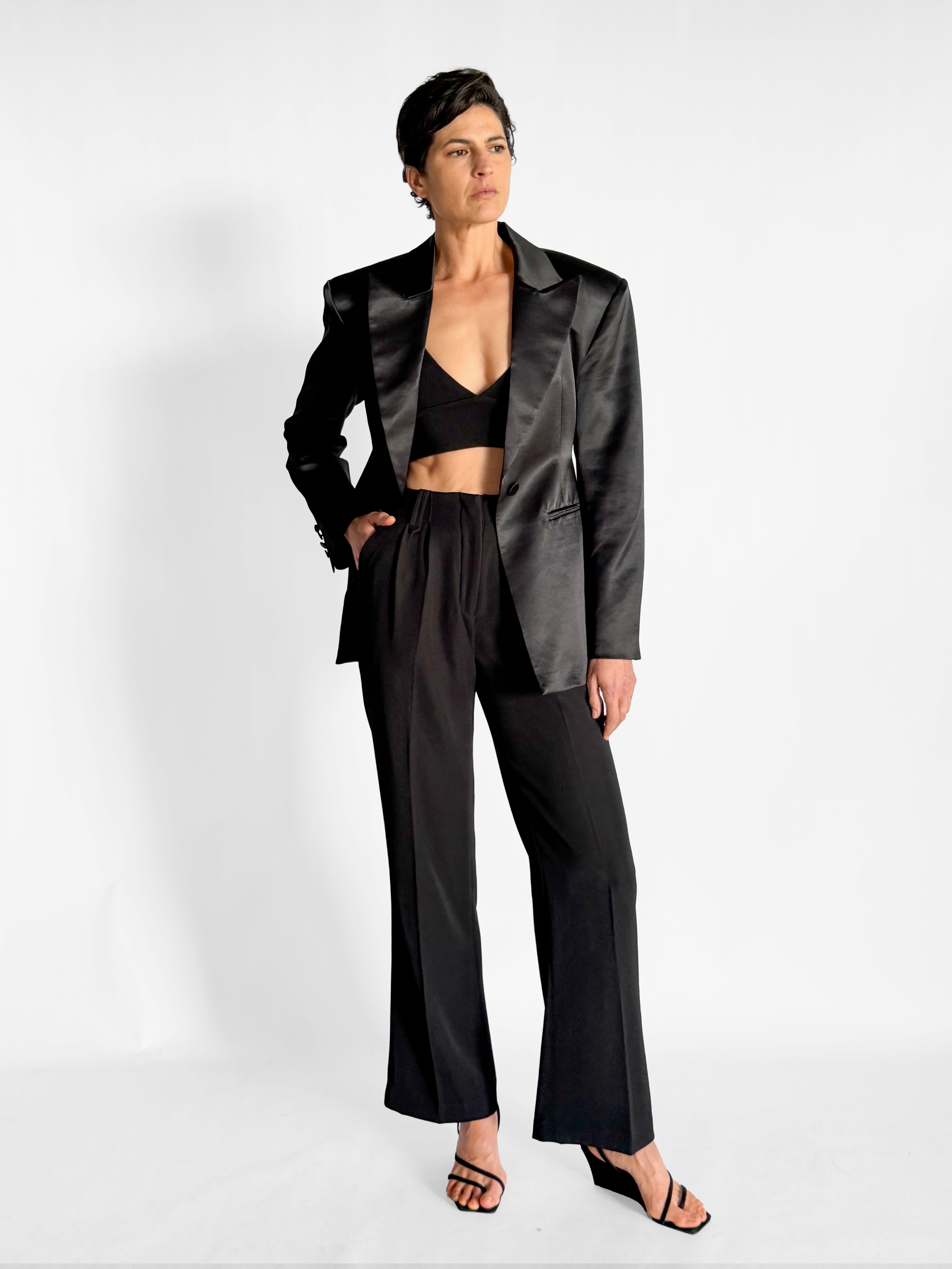 Courtney Zheng Inge Wool Silk Duchesse Satin Blazer, image 4 of 5