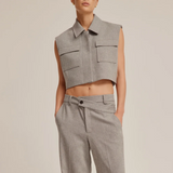 Wool Cropped Collared Vest