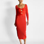 Melissa Knit Dress - Red Cut-Out Midi - Image 4