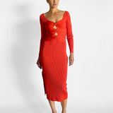 Melissa Knit Dress - Red Cut-Out Midi - Image 4