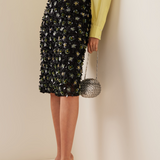 Embroidered Silk Georgette Midi Skirt