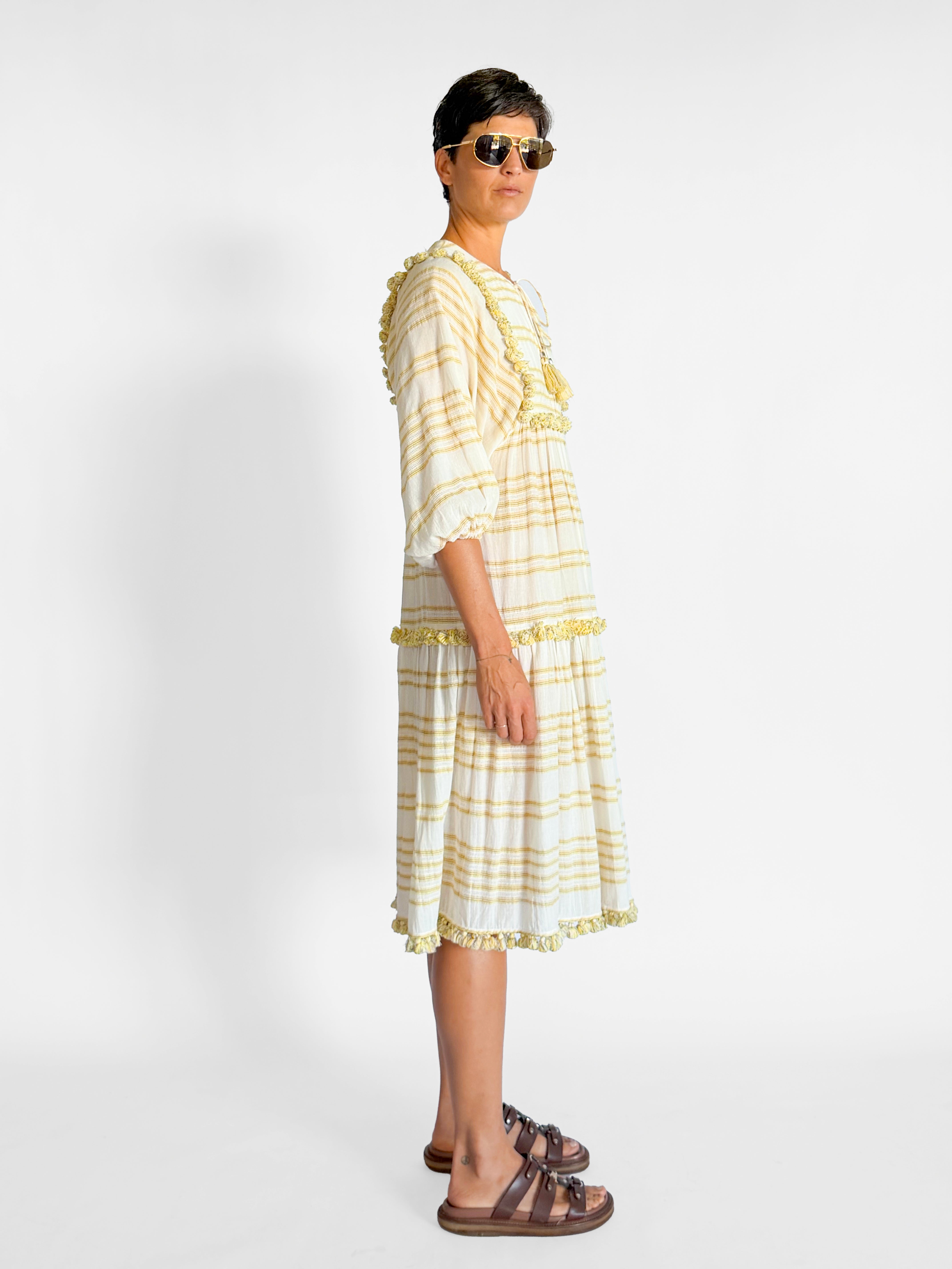 Zimmermann Striped Woven Tassel Midi Dress, image 5 of 5